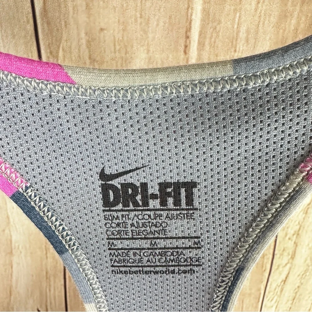 Nike Dri-fit Slim Fit Pink and Gray Chevron Racerback Tank Top - Picture 4 of 10